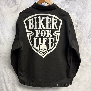 Hot Leathers Biker Jacket Mens XL Black Full Zip Thin Black Collared